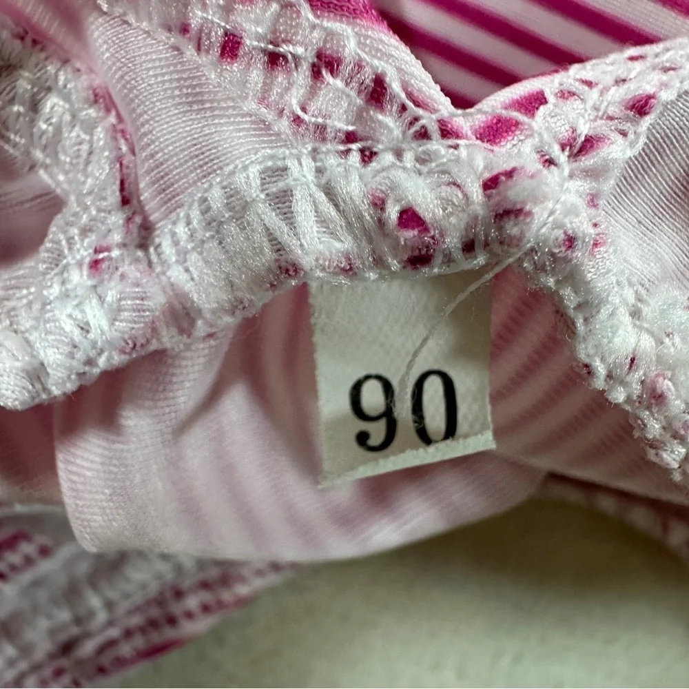 Pink Striped Ruffle Swimsuit Sz 2T (90)